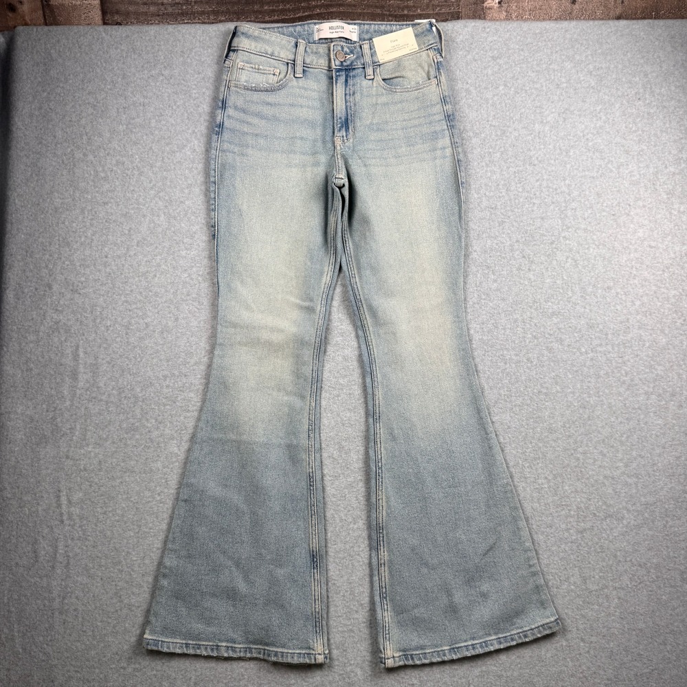 Hollister Flare Jeans Womens 2 / 26 Light Wash Star Pocket High Rise Denim NEW
